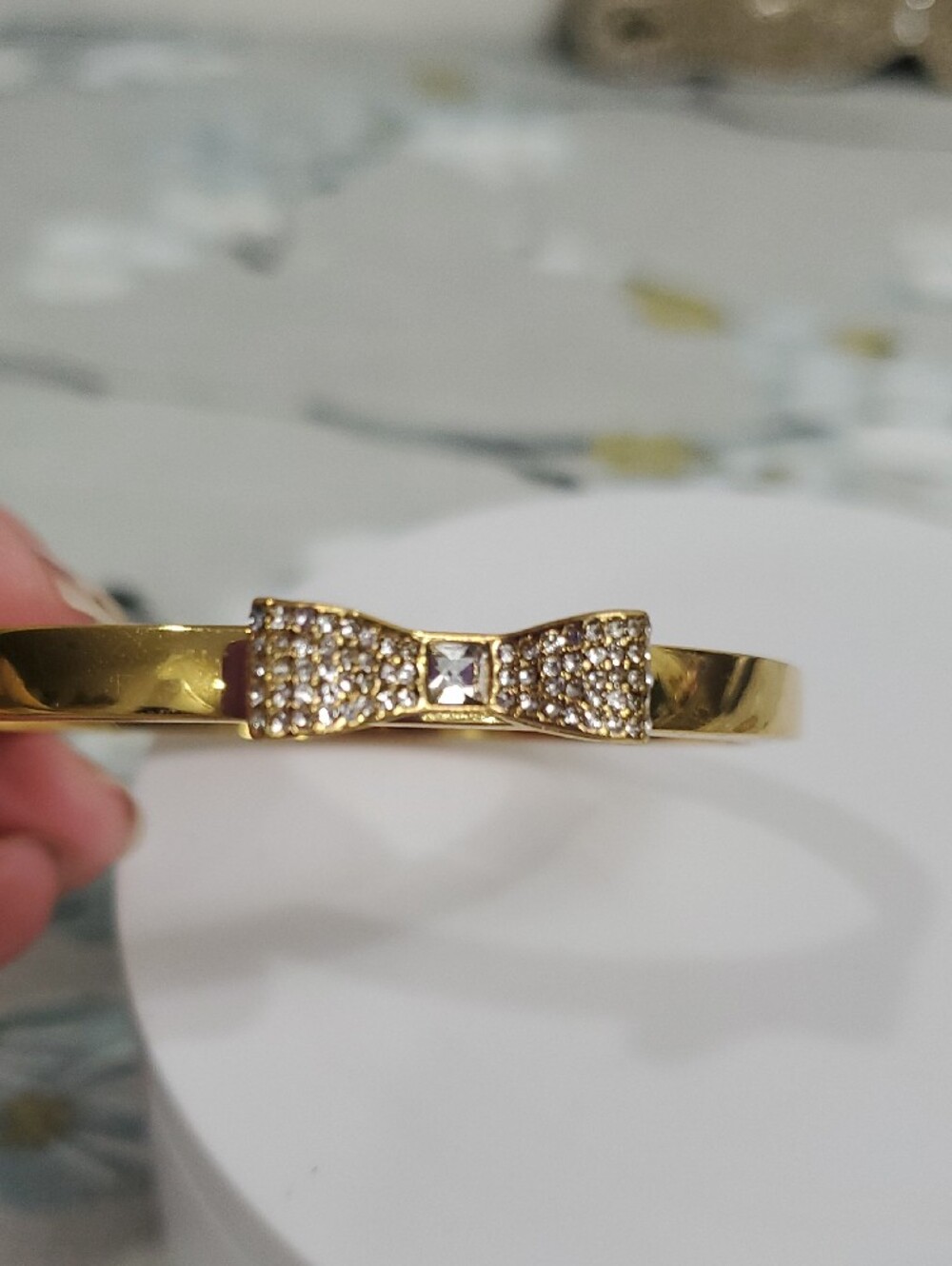 kate spade Gold Bow Pavé Crystal Bangle Bracelet - Picture 9 of 11
